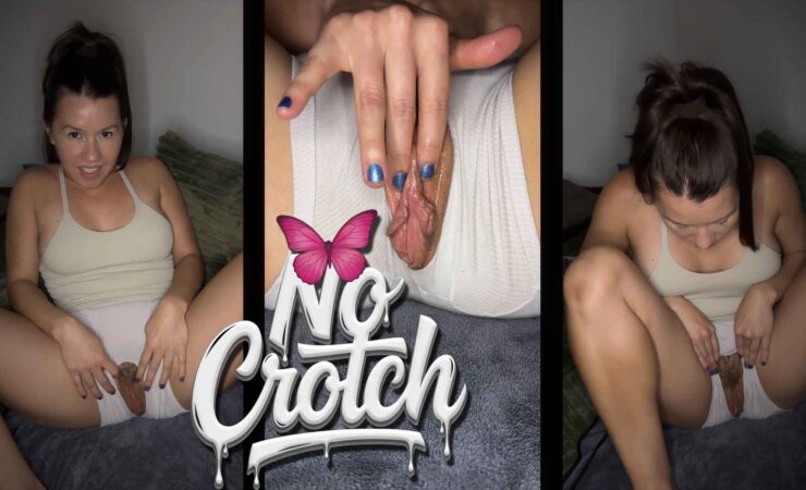 MissBratDom playing with her hairy pussy while wearing crotchless boxers